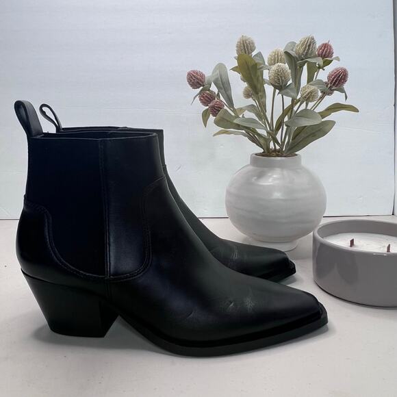 Everlane The Boss Boot Leather Black Chunky Heel Pointed Toe Women 9 - Picture 1 of 11